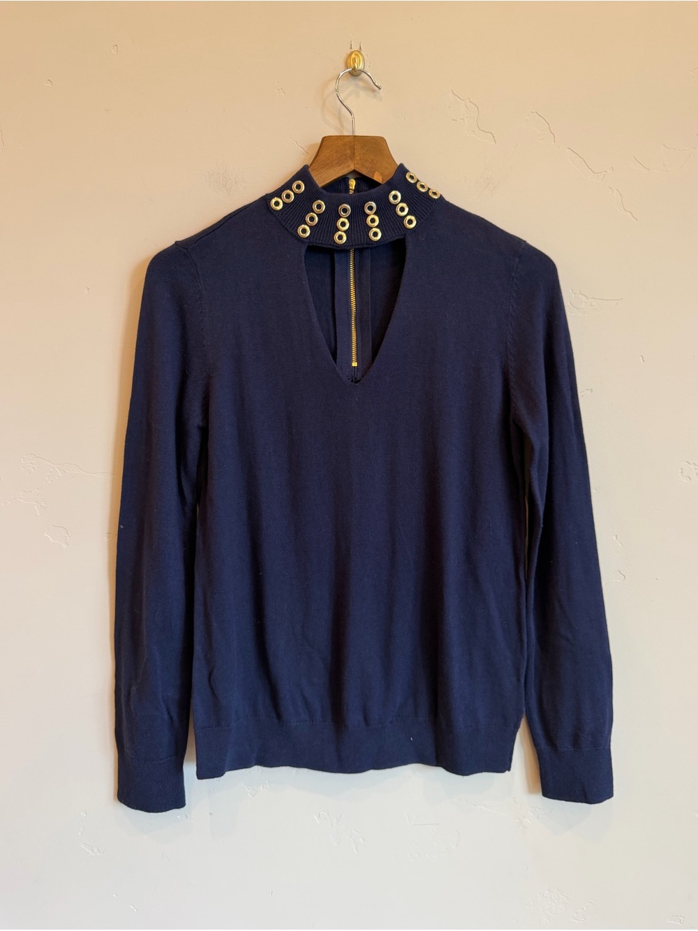 MICHAEL KORS Navy & Gold Sweater